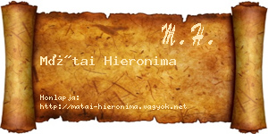 Mátai Hieronima névjegykártya